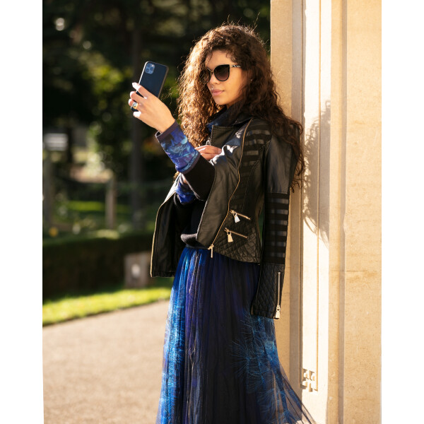 From My Mother's Garden Wishes Mesh Skirt in the signature Dandelion Clock print in blue. Available from top UK stockist, colmershill.com