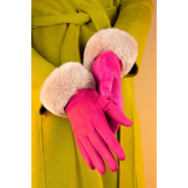 Powder Accessories Bettina Faux Suede Gloves in Fuchsia/Blush available from top UK stockist, colmershill.com