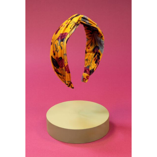 POWDER VELVET HEADBAND FLORAL MUSTARD