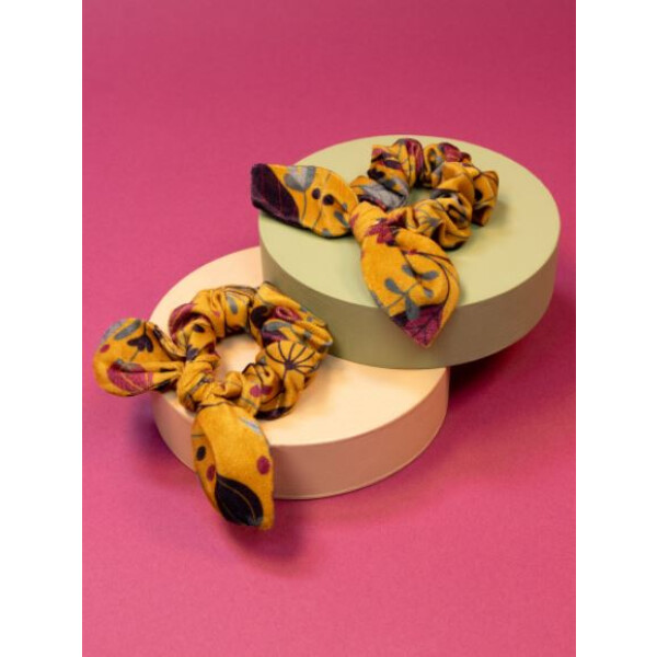 POWDER SCRUNCHIES FLORAL MUSTARD
