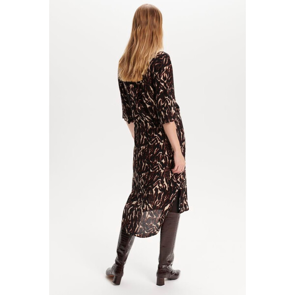 Soaked in Luxury Zaya dress in Dark Tricolour print is a shirt dress and available on top UK stockist colmershill.com