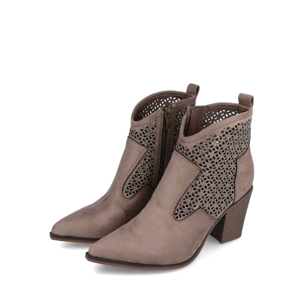 Menbur heeled ankle boot in taupe with sparkly embellishment available on colmershill.com