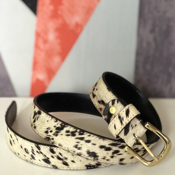 Hydestyle leather belt made of pony skin and leather backing in an animal spotty print is a luxury belt which will make a stylish addition to your casual or smart outfit. Available on colmershill.com