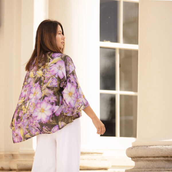 From My Mother’s Garden Lilac Delphinium Kimono available from top UK stockist colmershill.com