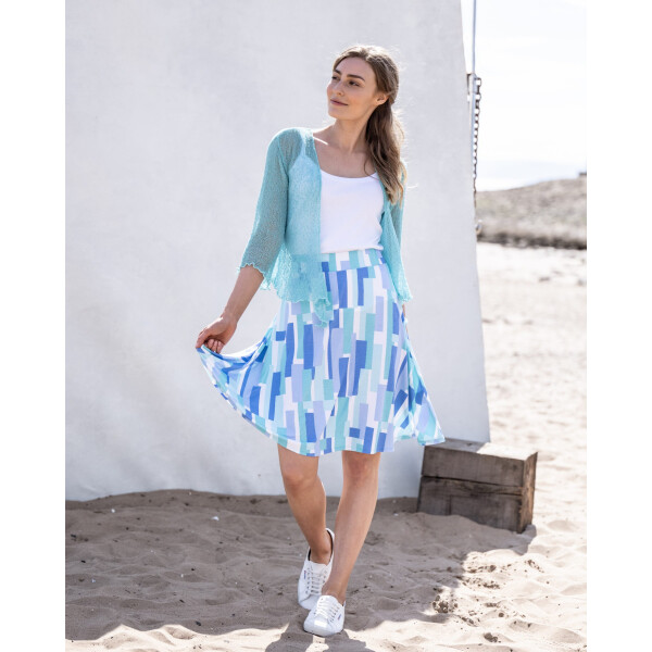 Marble Abstract Print A-Line Skirt Mid Blue available from top UK stockist colmershill.com