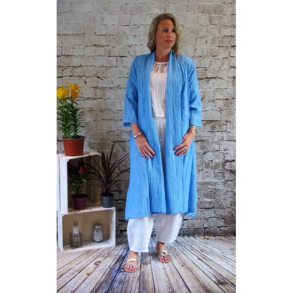 Stripe Scarf Coat Arctic Blue available from top UK stockist colmershill.com