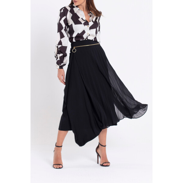 Elif Kose Pleated Zip Skirt Black available from top UK stockist colmershill.com