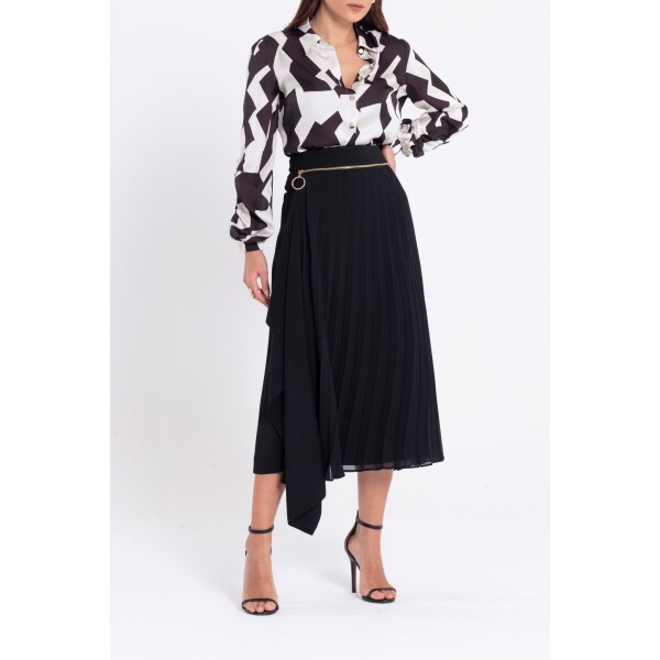 Elif Kose Pleated Zip Skirt Black available from top UK stockist colmershill.com
