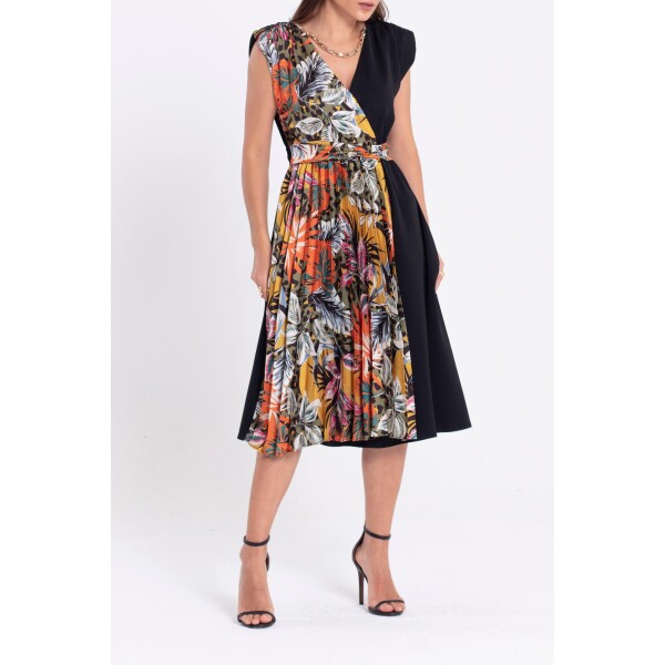 Elif Kose Sleeveless Print Panel Dress Black available from top UK stockist colmershill.com