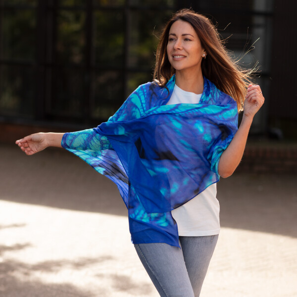 From My Mother's Garden Electric Blue Bamboo Scarf available from top UK stockist colmershill.com