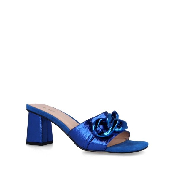 Menbur Square Toe Chain Heeled Sandal Blue available from top UK stockist colmershill.com