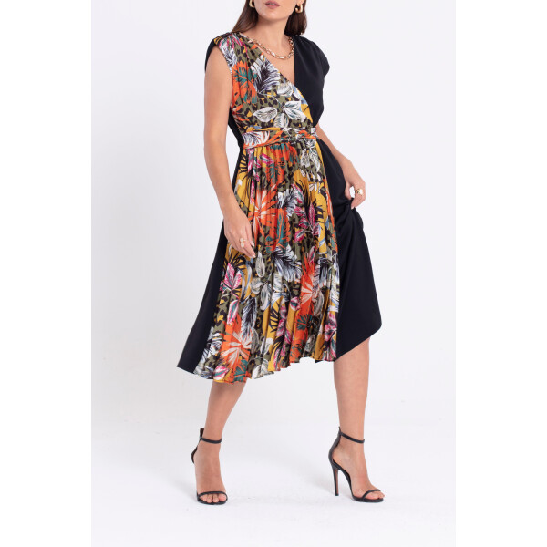 Elif Kose Sleeveless Print Panel Dress Black available from top UK stockist colmershill.com