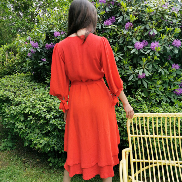 Lagom Wrap Dress Coral available from top UK stockist colmershill.com