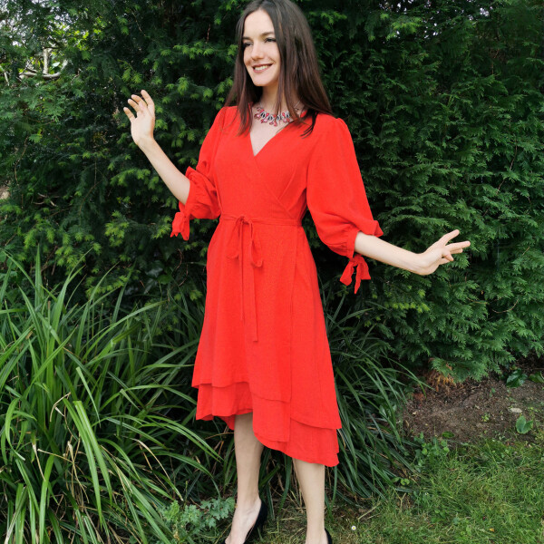 Lagom Wrap Dress Coral available from top UK stockist colmershill.com
