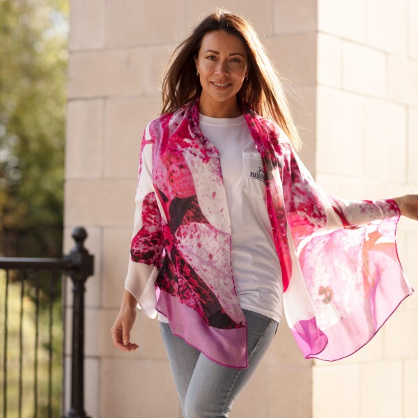 From My Mother's Garden Pink Leaf Bamboo Scarf available from top UK stockist colmershill.com