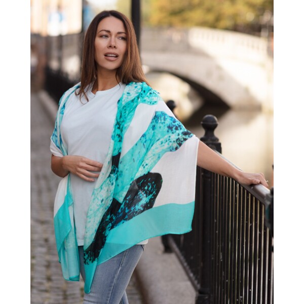 From My Mother's Garden Aqua Leaf Bamboo Scarf available from top UK stockist colmershill.com