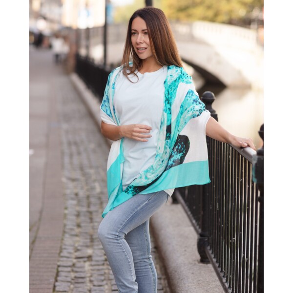 From My Mother's Garden Aqua Leaf Bamboo Scarf available from top UK stockist colmershill,com