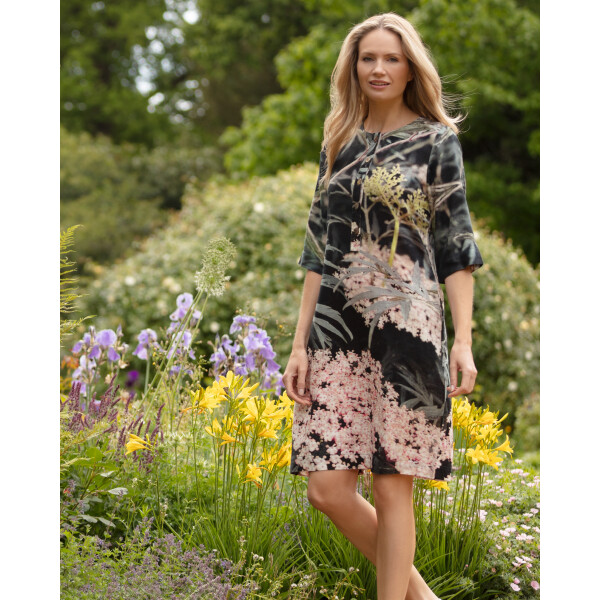 From My Mother's Garden Black Lace Linen Dress available from top UK Stockist Colmershill.com