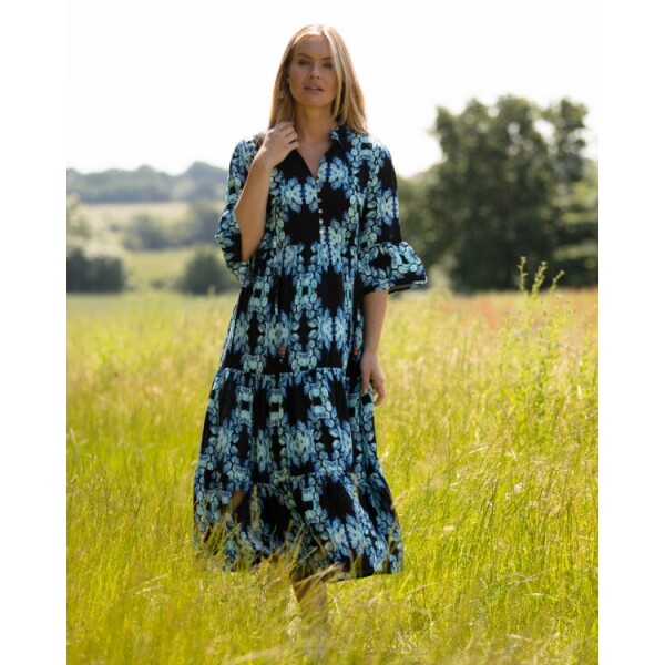 From My Mother's Garden Dark Blue Leaf Tiered Dress available from top UK stockist colmershill.com