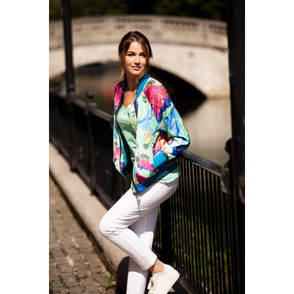 From My Mother's Garden Aqua Neon Satin Jacket available from top UK stockist colmershill.com