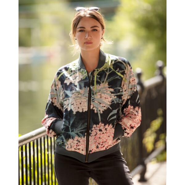 From My Mother's Garden Black Lace Satin Jacket available from top UK stockist colmershill.com