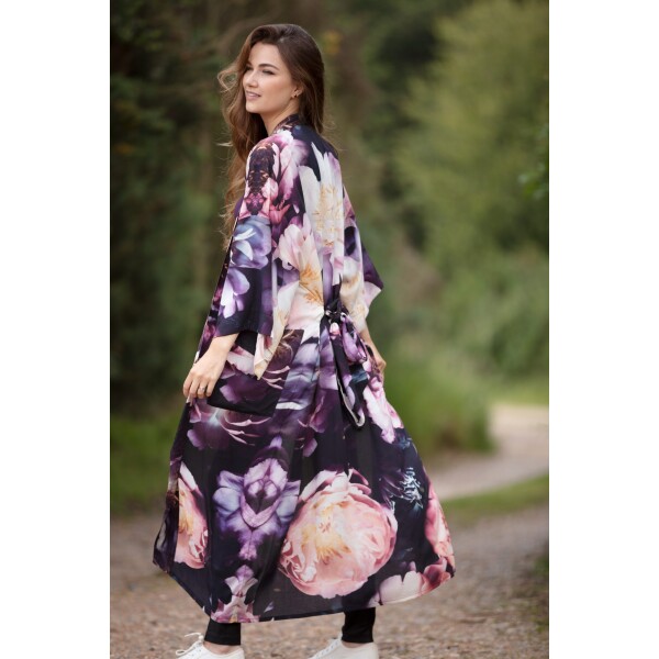 From My Mother's Garden Dreamy Peonies Long Robe made of silky sustainable fabric