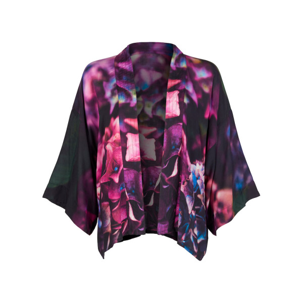 From My Mother's Garden Jewel Hydrangea Short Kimono made of a silky sustainable viscose
