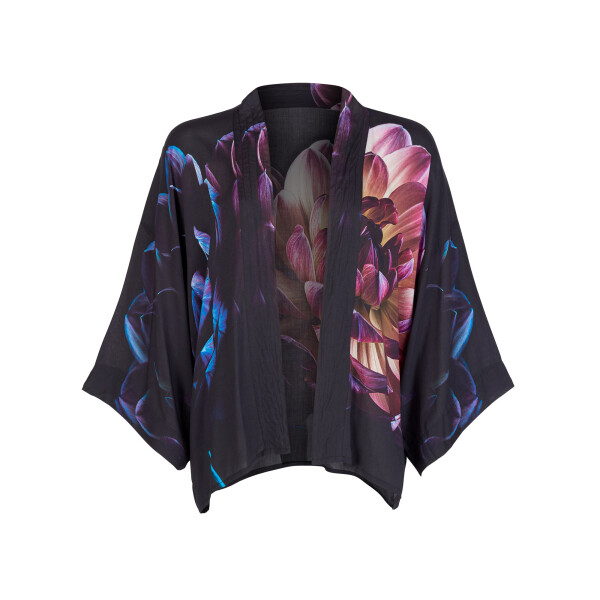 From My Mother's Garden Deep As Dahlias Short Kimono in a silky sustainable fabric