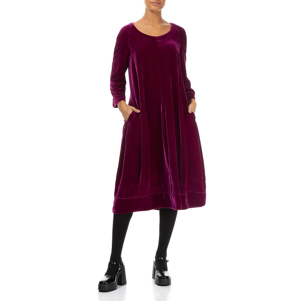 Grizas Balloon Silk Velvet Dress Royal Fuchsia available from top UK stockist colmershill.com