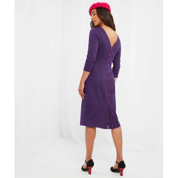 Joe Browns Oh So Vintage Button Back Dress Navy available from top UK stockist colmershill.com