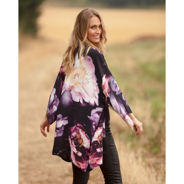 From My Mother's Garden Mid Length Georgette Kimono Dreamy Peonies available from top UK stockist colmershill.com