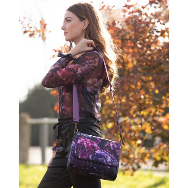 From My Mother's Garden Canvas Messenger Handbag Jewel Hydrangea available from top UK stockist colmershill.com