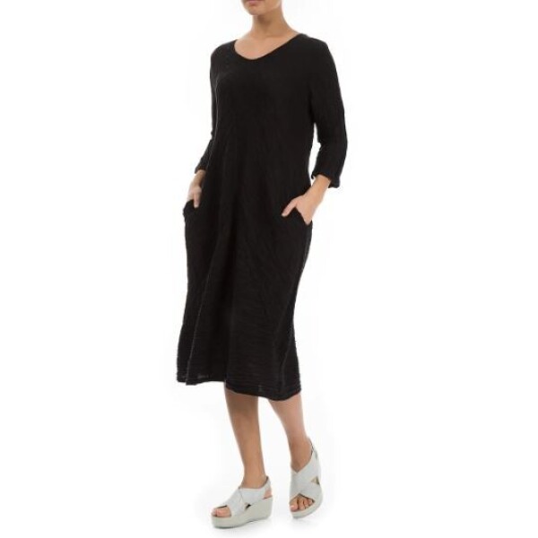 Grizas Midi Crinkle Dress Black available from top UK stockist colmershill.com