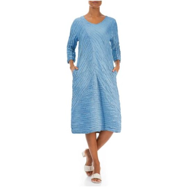Grizas Midi Crinkle Dress Cornflower available from top UK stockist colmershill.com