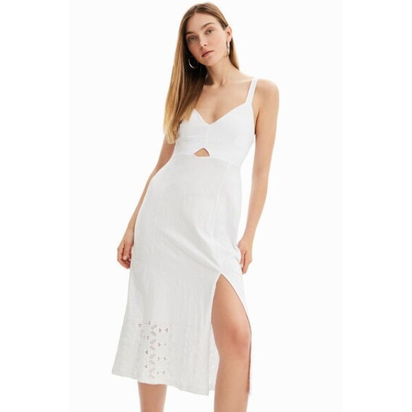 Desigual Strap Embroidered Dress White available from top UK stockist colmershill.com