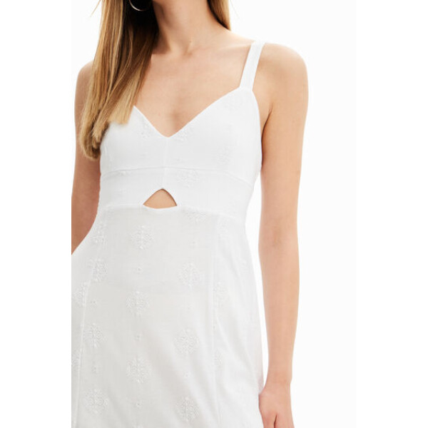 Desigual Strap Embroidered Dress White available from top UK stockist colmershill.com