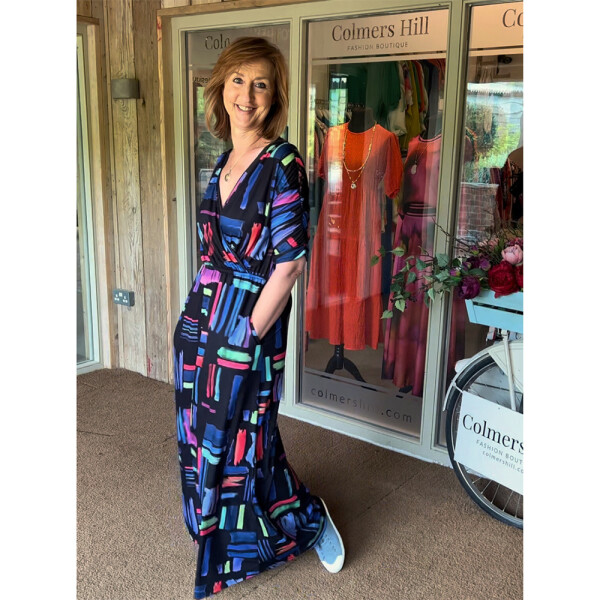 Out of Xile Wrap Top Dress Black Dash available from top UK stockist colmershill.com