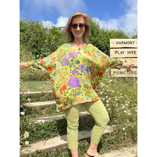 Yavi Floral Tunic Lime  available from top UK stockist colmershill.com