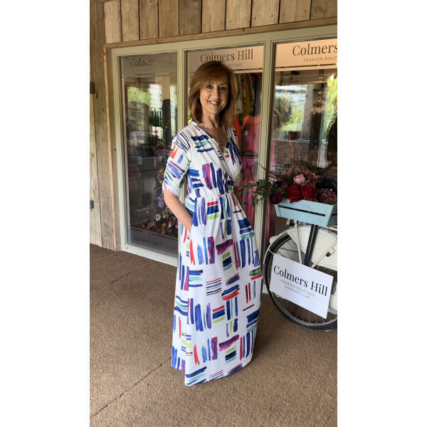 Out of Xile Wrap Top Dress White Dash available from top UK stockist colmershill.com