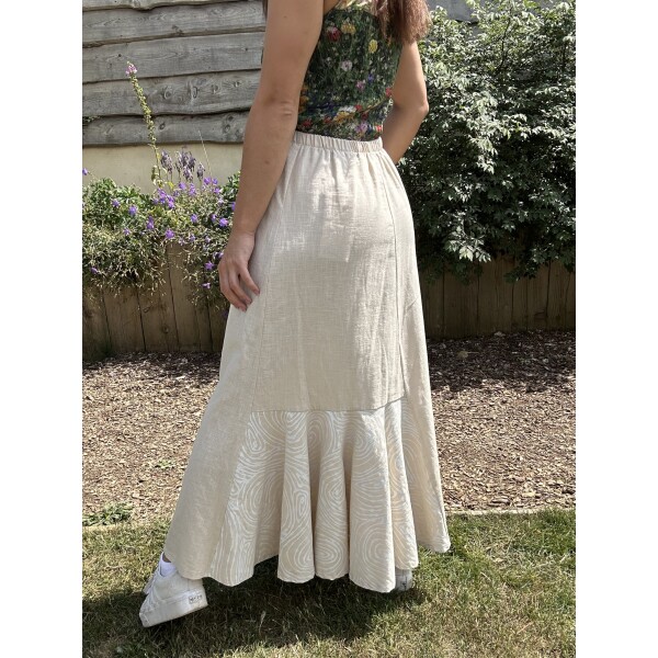 Out of Xile Printed Linen Skirt Sand available from top UK stockist colmershill.com
