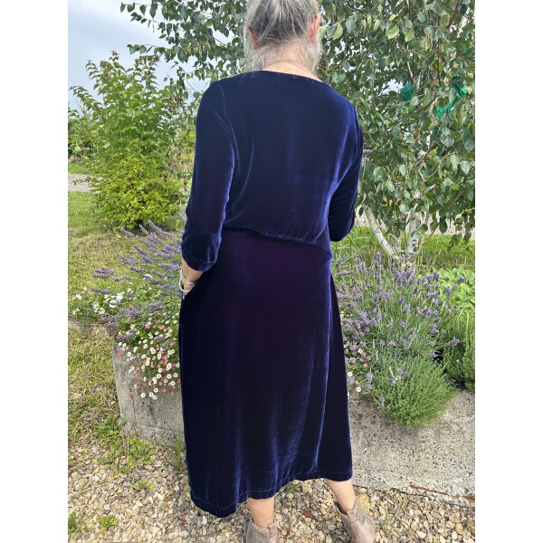Grizas Velvet Silk Dress Blue Violet available from top UK stockist colmershill.com