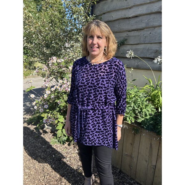 Grizas Floral Velvet Blouse Blue Violet available from top UK stockist colmershill.com