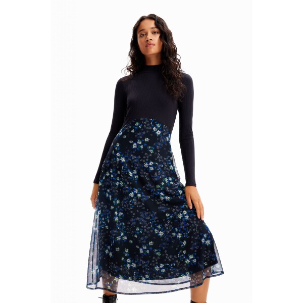 Desigual Lacroix Floral Midi Dress Navy available from top UK stockist colmershill.com