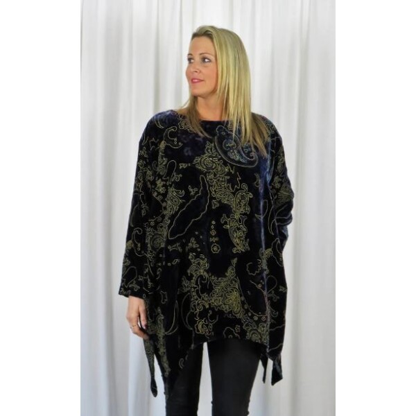 Out of Xile Silk Velvet Drape Tunic Blue available from top UK stockist colmershill.com