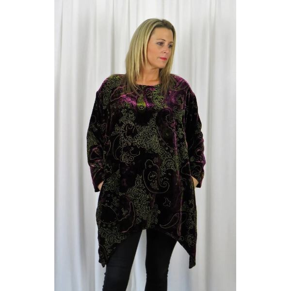 Out of Xile Silk Velvet Drape Tunic Rose available from top UK stockist colmershill.com