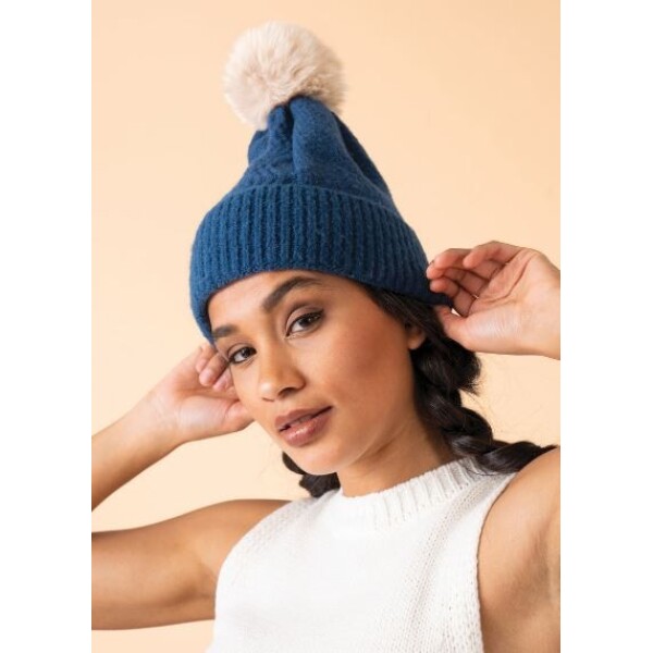 Powder Ingrid Bobble Hat Navy/Mist available from top UK stockist colmershill.com