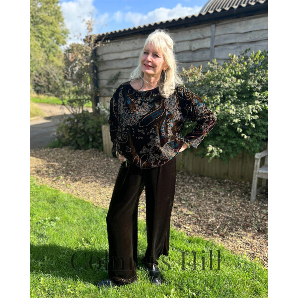 Out of Xile Silk Velvet Wide Top Brown available from top UK stockist