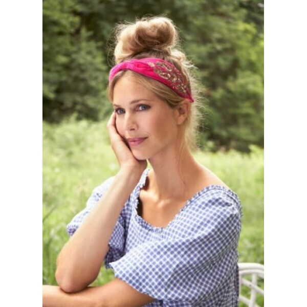 Powder Beaded Velvet Headband Raspberry available from top UK stockist colmershill.com