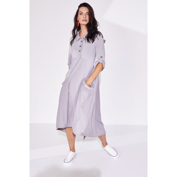 Naya Jersey Mix Drawstring Hem Dress Mink