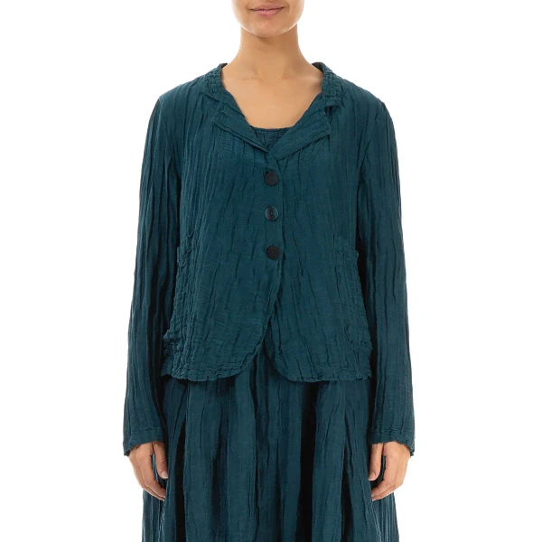 Grizas Silk Linen Jacket Dark Teal is a timeless style in a rich colour. Available on Colmershill.com, top UK stockist